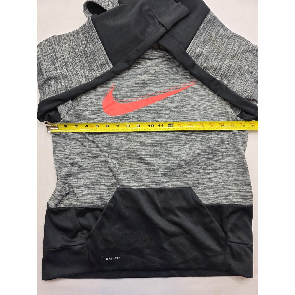 Nike Therma Fit Boy's Gray & Black One Pocket Hooded Pullover Jacket. Size XL - Picture 7 of 9